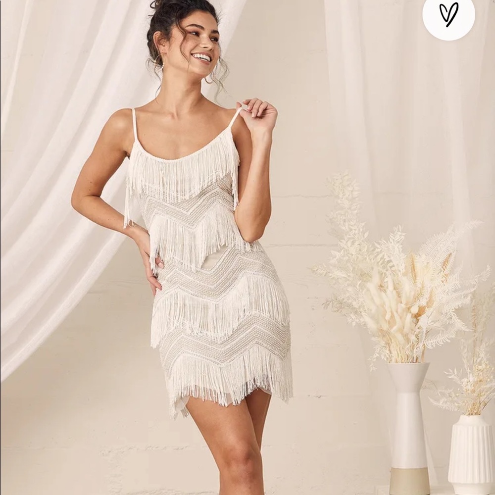 Lulu’s Shake it Off White Fringe dress